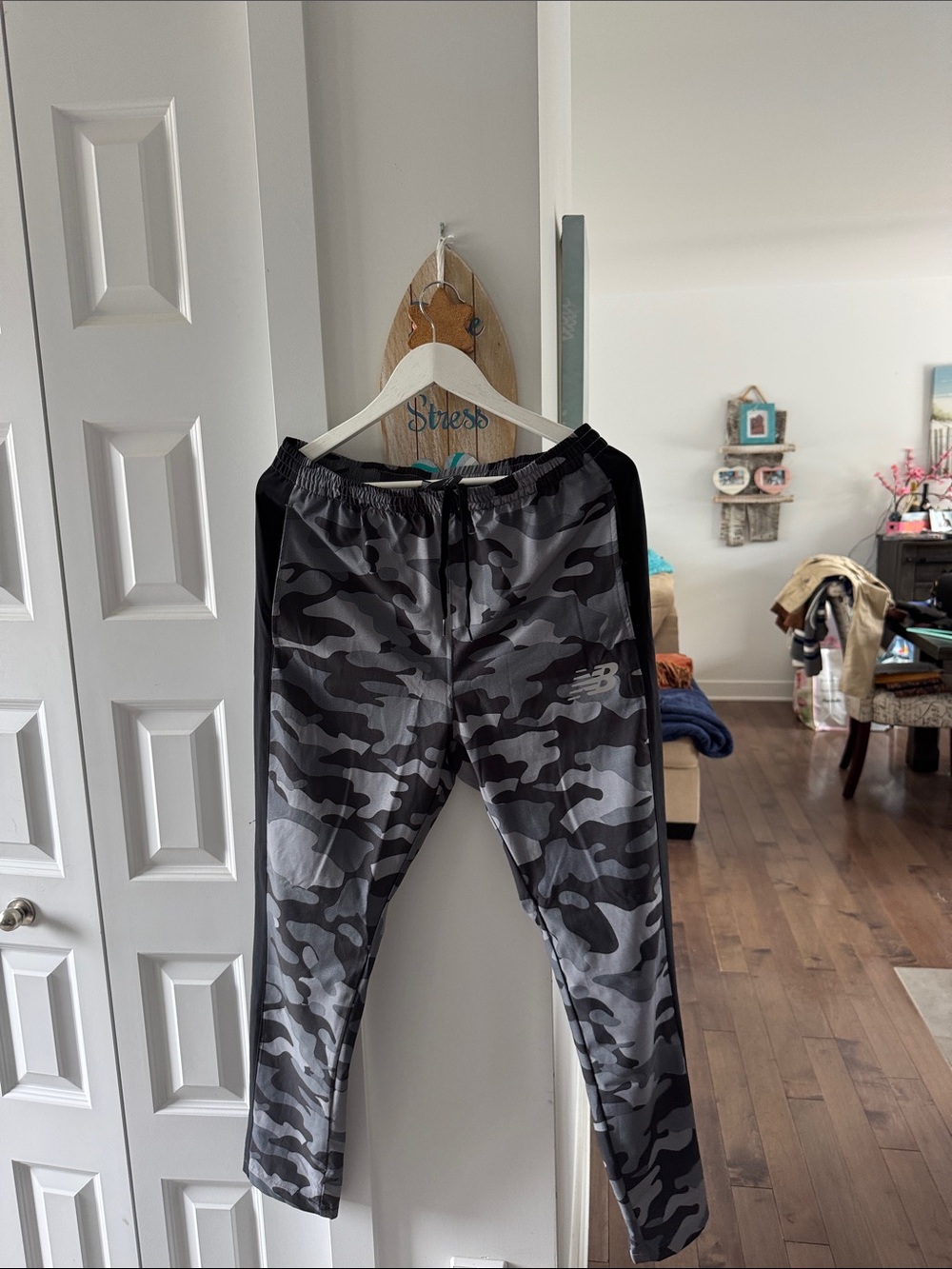 New Balance Black and Gray Camo Track Pants